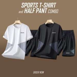 2 pc Combo T-shirt with Shorts Full track Suit(White-2 and Black-2)