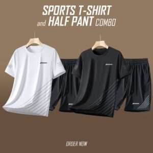 2 pc Combo T-shirt with Shorts Full track Suit(White-1 and black-1)