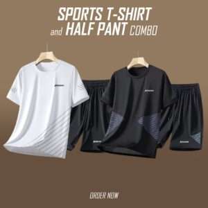 2 pc Combo T-shirt with Shorts Full track Suit(White-1 and Black-2)