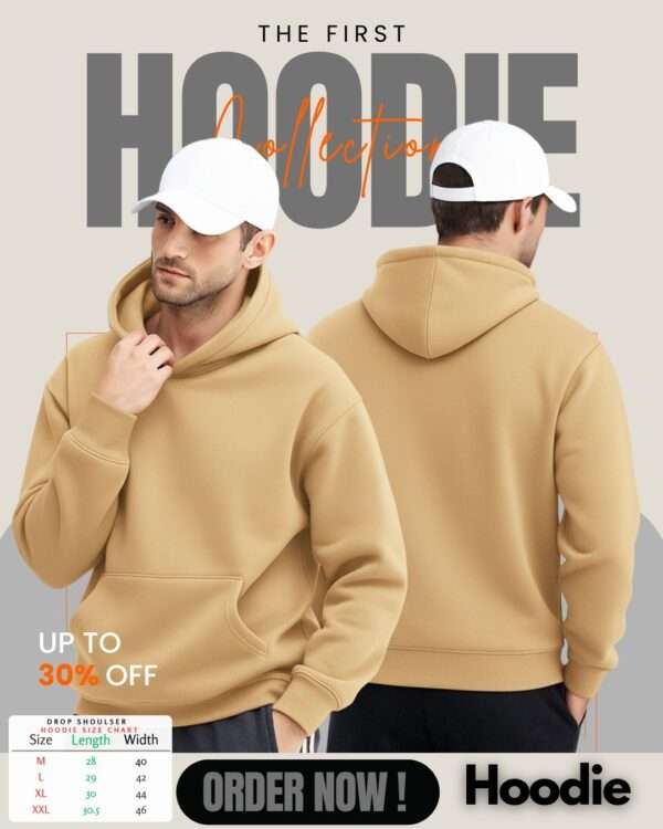 Mens Drop Shoulder Hoodie (khaki )