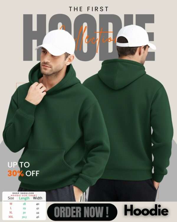 Mens Drop Shoulder Hoodie ( Green)